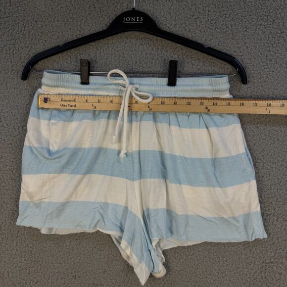 Blue White Striped Pajama Set Hoodie Top & Shorts Women’s FITSLIKE Medium Lounge - Picture 10 of 12